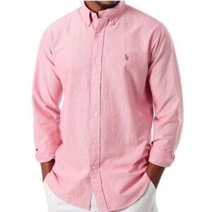 Ralph Lauren Mens Classic Fit Pink Oxford Button Down Shirt XXL Long Sleeve Logo